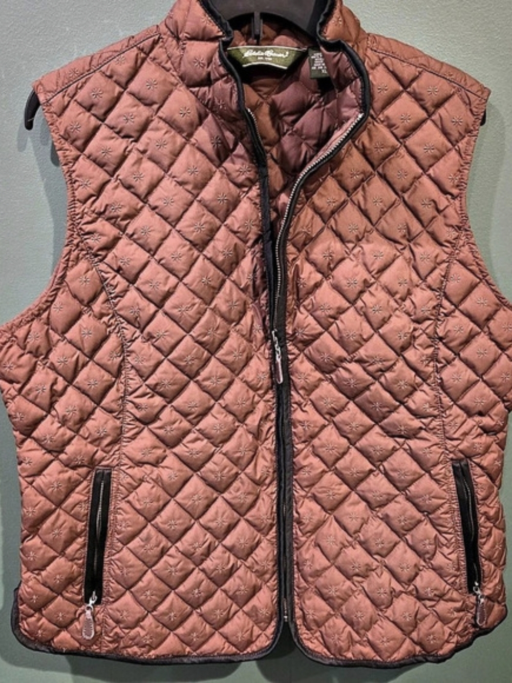 Eddie Bauer Quilted Vest in Brown Size XL- Goose Down Insulated
